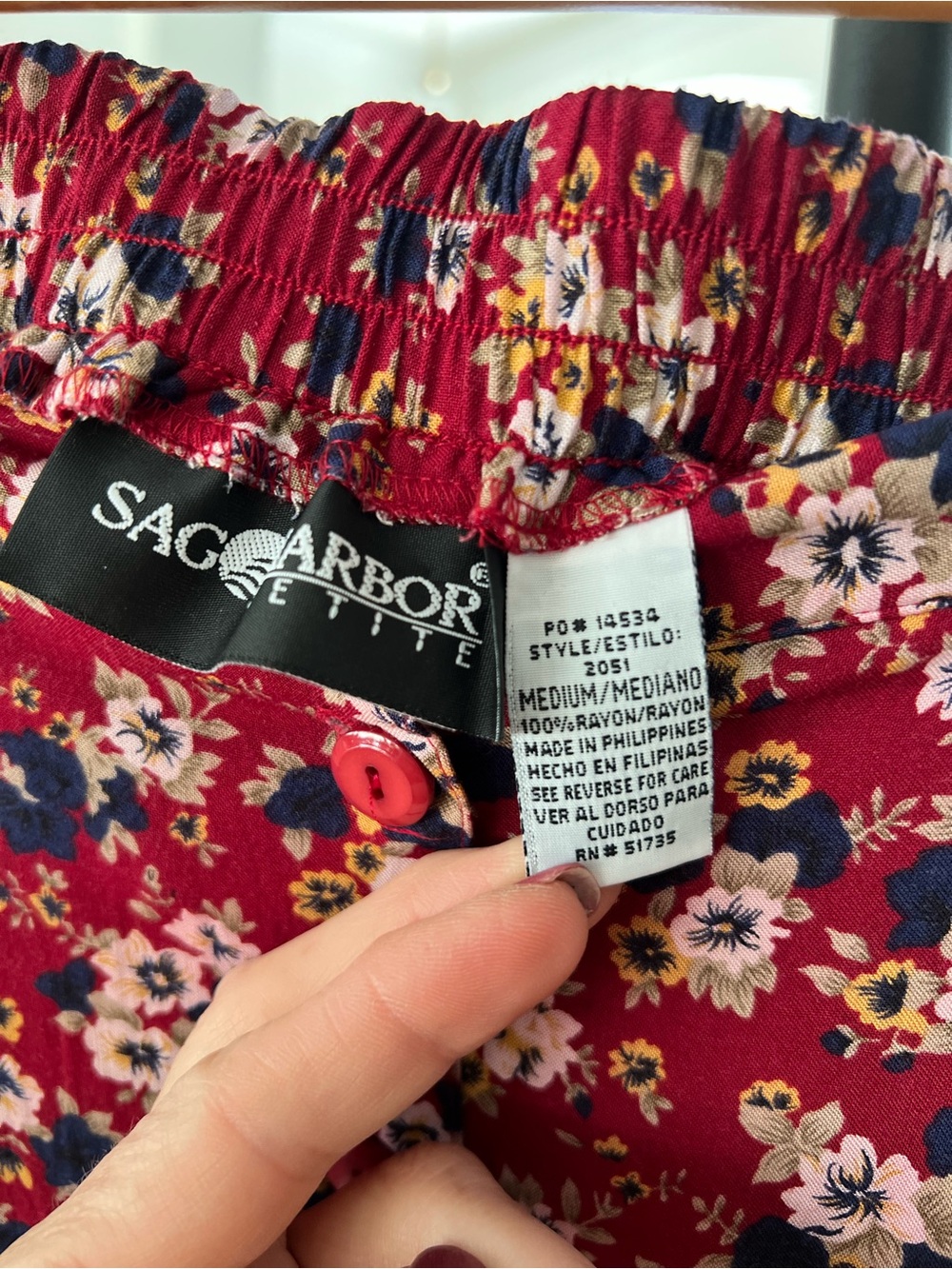 Sag Harbor Burgundy Floral Midi Skirt - Picture 4 of 8
